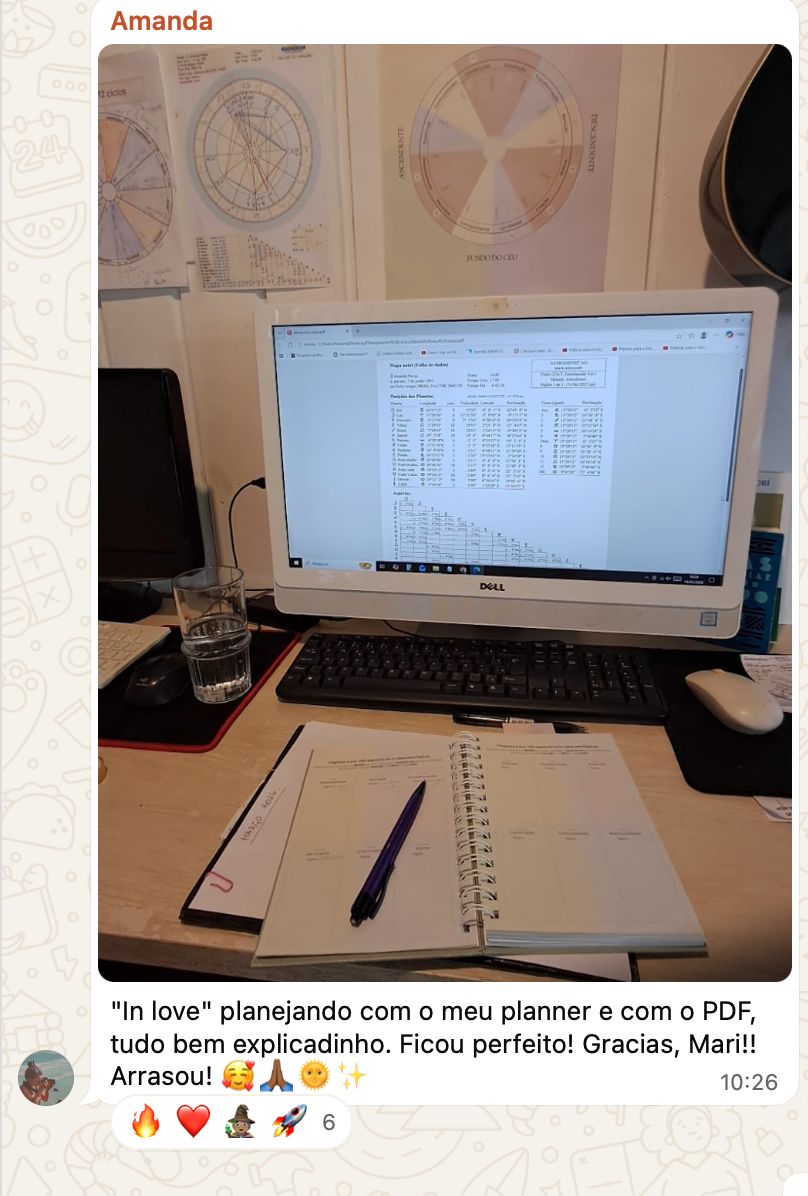 Print de depoimento enviado por WhatsApp sobre o Planejamento Cíclico